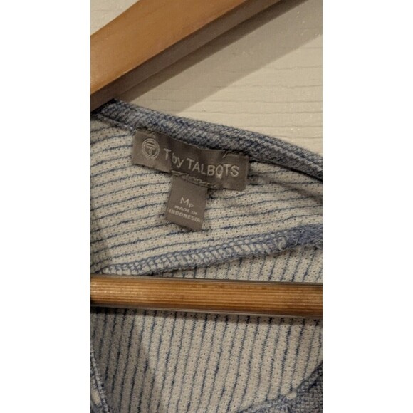 T by TALBOTS Cotton Blend Blue 3/4 Sleeve Twist Back‎ Sweatshirt Sz MP - Picture 5 of 6